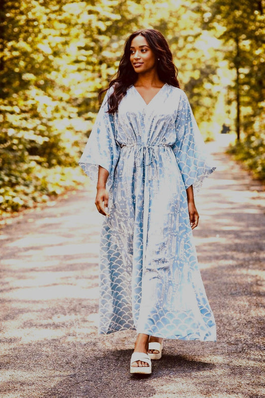 Soft Cotton Kaftan -Fish & Scale design