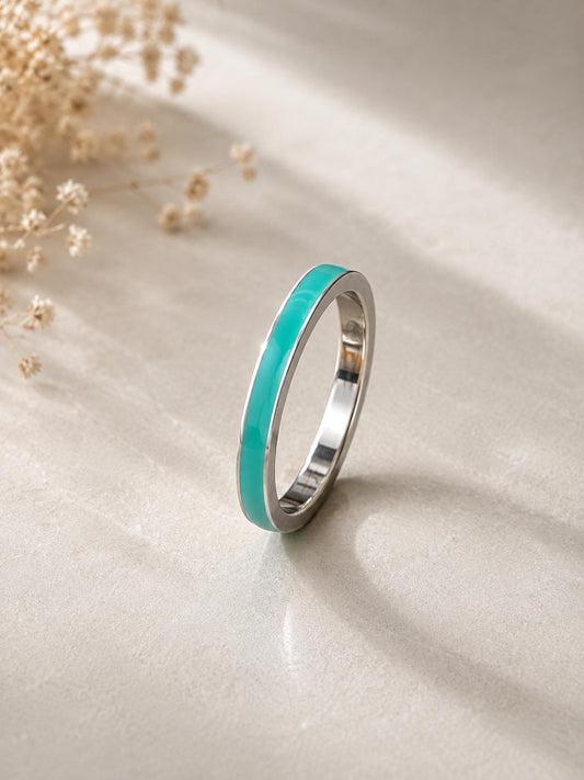 Enamel Band Aquamarine Ring