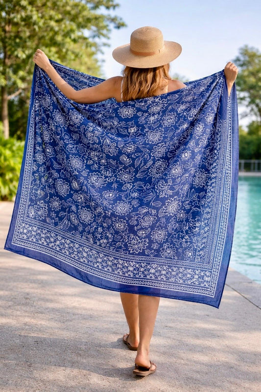 Indigo Floral Sarong