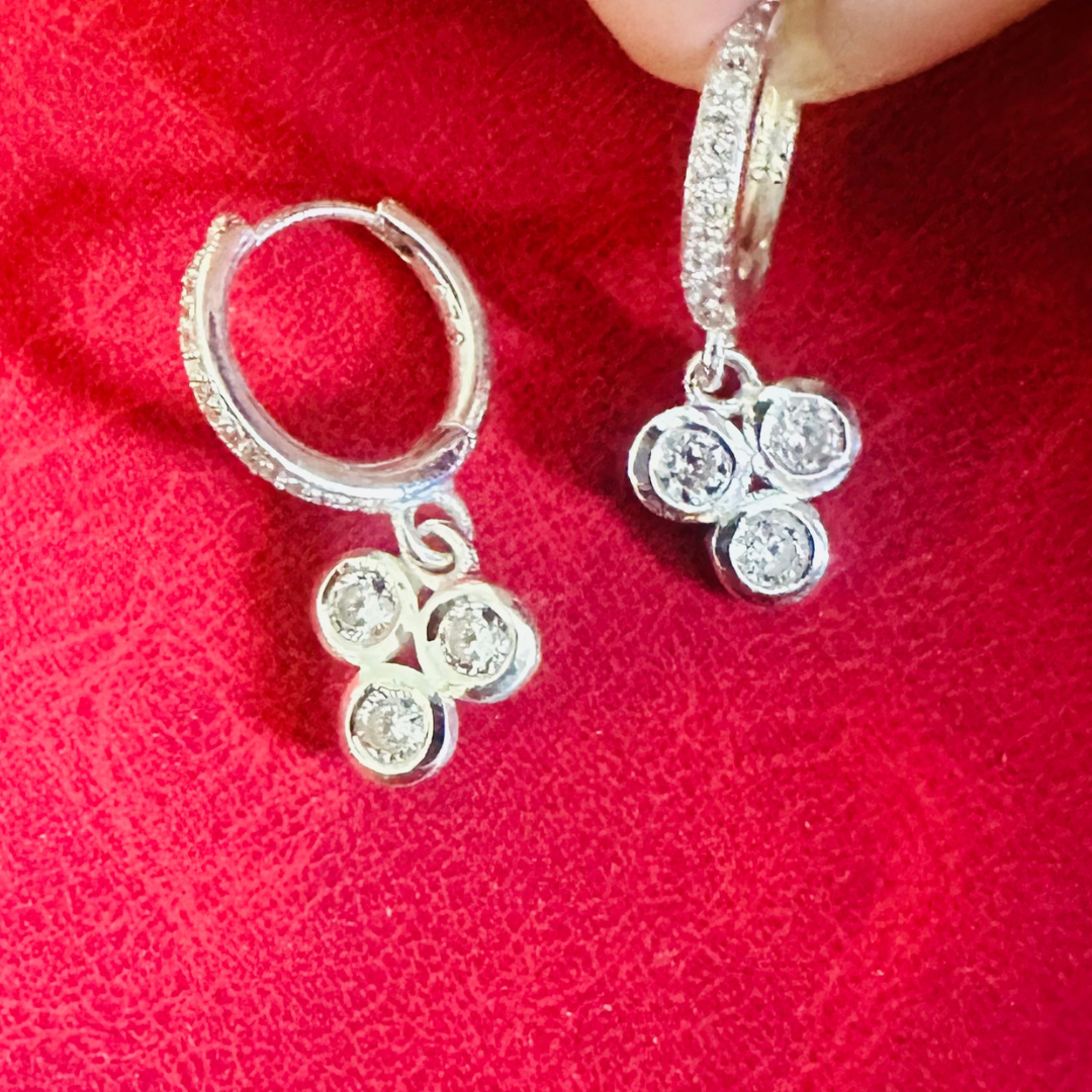 Silver Hoops with Silver Tri-Charm