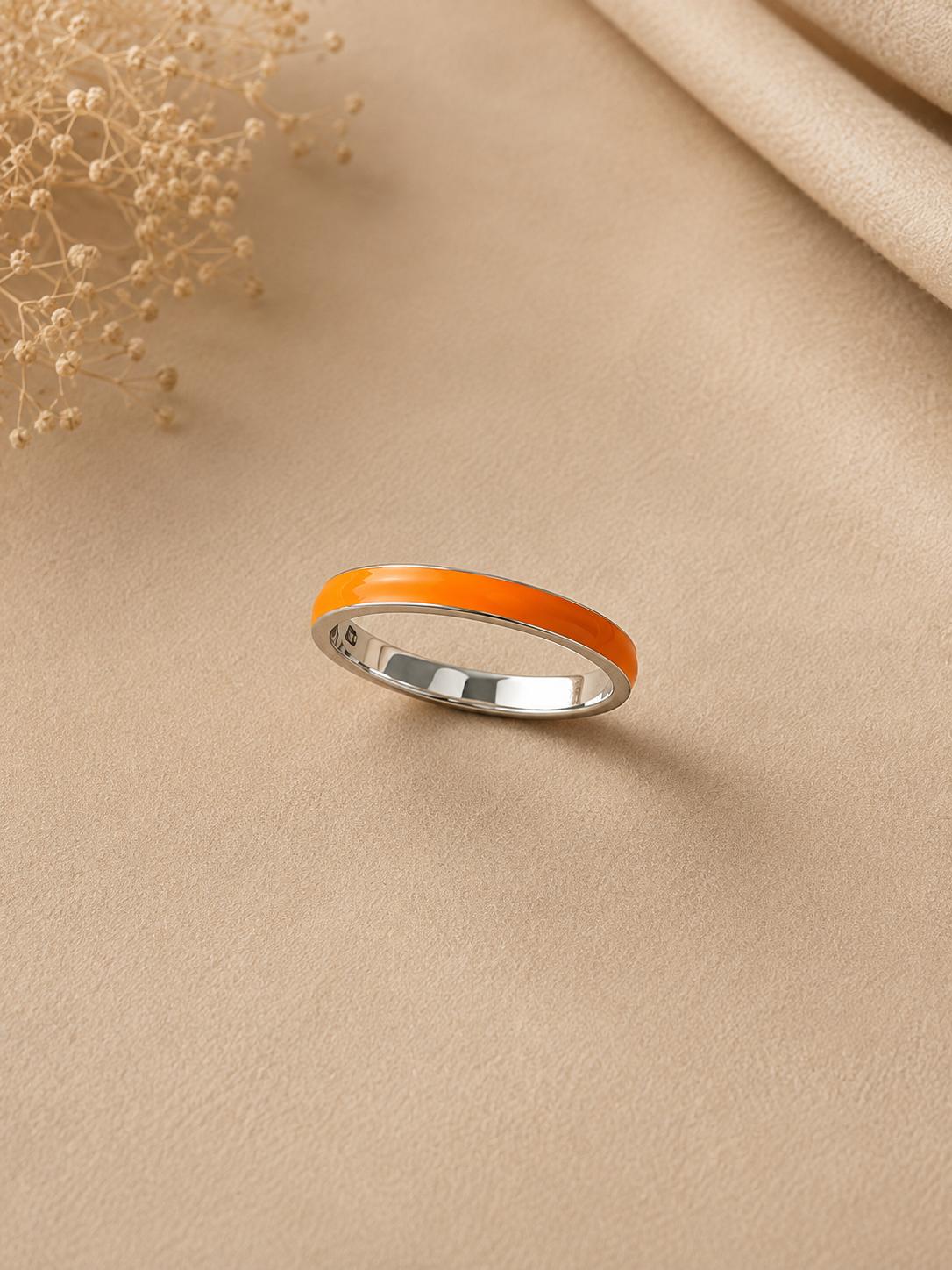 Enamel Band Orange Ring