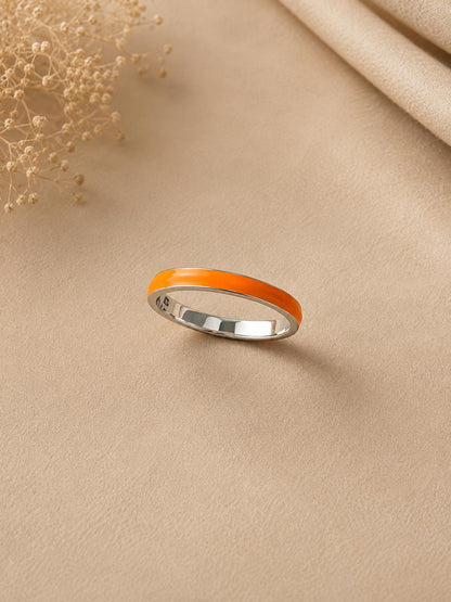 Enamel Band Orange Ring