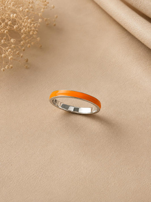 Enamel Band Orange Ring
