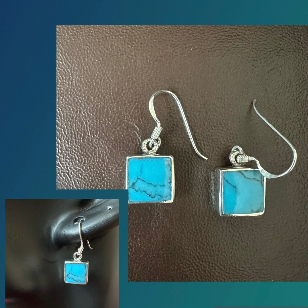 Turquoise Square Drop Earrings