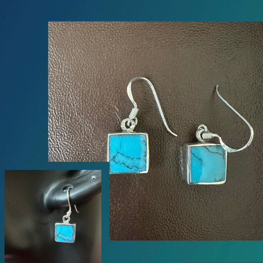 Turquoise Square Drop Earrings