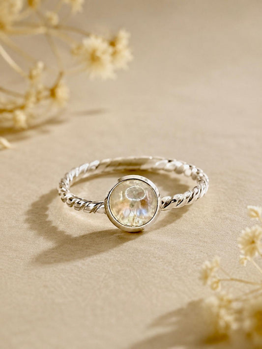 Moonstone Twisted Band Ring